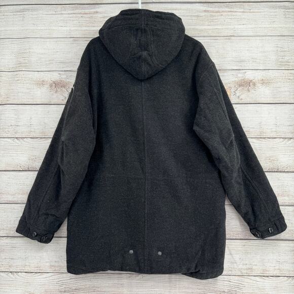 Vintage Polo Jeans Co Ralph Lauren Wool Blend Overcoat Jacket Mens M Black Gray - Picture 2 of 15